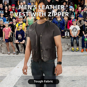 Veste sans manches pour homme à simple boutonnage, style européen américain, en polyester, vêtement d'extérieur, fermeture éclair latérale, sangle, formel, OEM disponible - Product Image 2