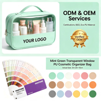 Sac de voyage imperméable en PVC pour maquillage, organisateur de cosmétiques, pochette à fermeture éclair réutilisable et écologique, grande capacité