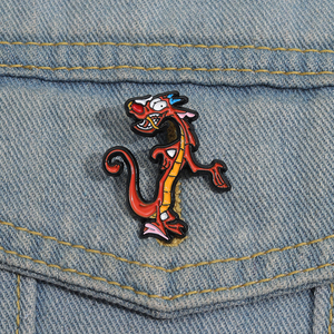 Broches en émail Mushu Dragon inspirées du <span class=keywords><strong>film</strong></span>, badges de dessin animé pour sac à dos, vêtements, accessoires, bijoux, cadeau - Product Image 1