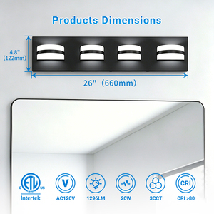 <span class=keywords><strong>Luminaire</strong></span> mural pour salle de bain 19 pouces 15W 26 pouces 20W, éclairage LED réglable 3CCT pour miroir - Product Image 2