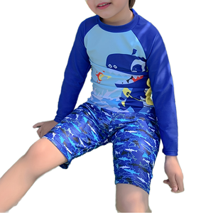 Maillots <span class=keywords><strong>de</strong></span> <span class=keywords><strong>bain</strong></span> pour garçons en polyester extensible à rayures personnalisés avec motifs <span class=keywords><strong>de</strong></span> dessins animés, ensemble <span class=keywords><strong>de</strong></span> 3 pièces pour la plage des enfants - Product Image 1