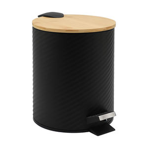 Cestino rotondo da 5 litri con coperchio in bambù, chiusura ammortizzata, pedale e <span class=keywords><strong>secchio</strong></span> interno in plastica rimovibile per bagno, camera da letto, ufficio, scrivania - Product Image 1