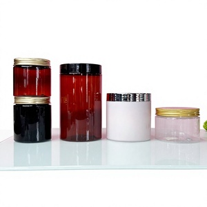 Wholesale Custom Logo Clear PET Cosmetic <b>Jars</b> with Macaron Pastel Lids, Empty Wide Mouth Plastic Cream Containers for Skincare - Product Image 5