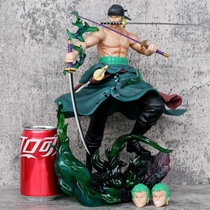 หุ่นดาบซามูไรมี3หัวเปลี่ยนได้ขนาด31.5ซม. สำหรับอะนิเมะ GK Roronoa Zoro - Product Image 3