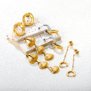 Fashion Stud <b>Earrings</b> Zinc Alloy Seashell <b>Tassel</b> Design Party Jewelry - Product Image 1