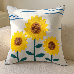 Funda De Almohada bordada con flores de verano 18x18 ''Juego de <span class=keywords><strong>fundas</strong></span> de cojín para exteriores - Product Image 3