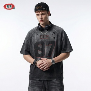 T-shirt da <span class=keywords><strong>uomo</strong></span> all'ingrosso per produttori di <span class=keywords><strong>abbigliamento</strong></span>, con stampa serigrafica, vestibilità ampia, taglie forti, <span class=keywords><strong>vintage</strong></span>, lavaggio acido, girocollo, effetto sbiadito - Product Image 2