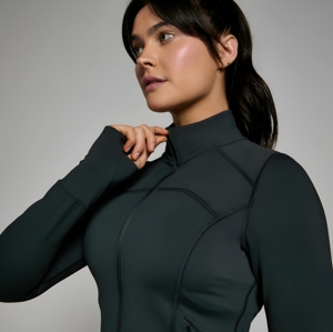 Full Sleeve Stand Neck Zipper Front Solid Color Yoga Top Active Stretch Seamless Sportwear Women's <b>Workout</b> <b>Jacket</b> - Product Image 5
