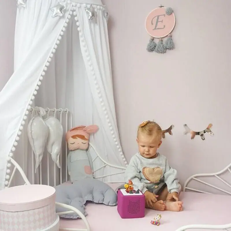 Nouveau décor de chambre bébé fille enfants décorer support métal moustiquaire lit bébé auvent