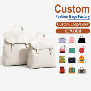 Factory Custom Retro Minimalist Leather <b>Backpack</b> Women <b>Large</b> Capacity <b>School</b> Bag for Daily Use - Product Image 1