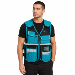 Gilet de sécurité réfléchissant multi-poches pour vêtements de travail industriels et équipement respirant pour la course nocturne en extérieur, avec logo personnalisé - Product Image 3