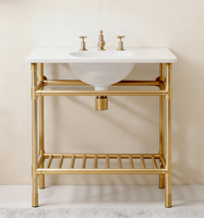 Suites de Luxe Décoration Intérieure de Style Français Meubles en Métal Pieds de Table Lavabo en Céramique avec Structure en Métal Fabriqué sur Mesure