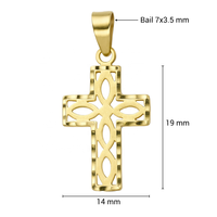 Colgante de Cruz con Motivo de Pétalos Calados en Oro de 14k Hecho a Mano, Joyería Cristiana Ligera para Uso Diario, Colgantes Finos y Dijes