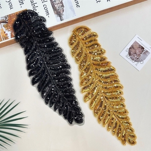 Maille en forme de feuille xqd, plumes pailletées, vêtements en patchwork, robes, robes de mariée, robes de soirée, broderie - Product Image 3