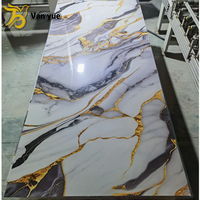 Panneau mural composite PVC effet marbre UV, résistant à l'humidité, design graphique moderne, décoration murale pour appartement, hôtel, hall d'entrée