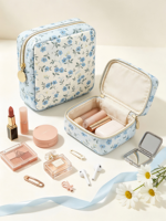 Pochette de rangement pour maquillage à motif floral, organiseur de toilette léger pour les voyages, sac cosmétique