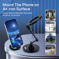 Support de téléphone magnétique en aluminium, support de téléphone pliable double face pour bureau, trépied, voiture, pliable à 360° °   Support de téléphone rotatif