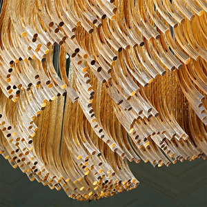 Lámpara Colgante de Cristal Ámbar Personalizada para Salón de Bodas, Hotel, Vestíbulo - Product Image 5