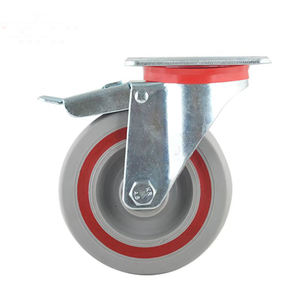 Industrial Sandwich <span class=keywords><strong>White</strong></span> PA Gummi Europäische Industrie wagen rolle 80 100 125 mm Gummi rolle mit Doppel bremse - Product Image 4