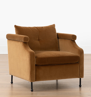 Fauteuil FERLY moderne de luxe rembourré en tissu, confortable, pour salon, chaise longue contemporaine pour la maison