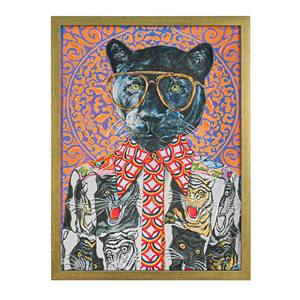 PINTURA SOBRE LONA PANTHER CON MARCO Efecto Madera 45X60CM GROSOR 4CM - Product Image 1