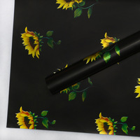 Film d'emballage tournesol, film artisanal imprimé floral pour emballage de bouquets, feuille d'emballage pour fleuriste