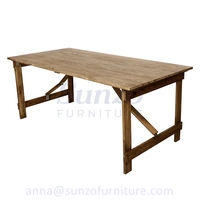 Table de ferme rustique pliante en pin massif, table rectangulaire pour réception, location pour événements de mariage, mobilier moderne pour banquets et hôtels, extérieur