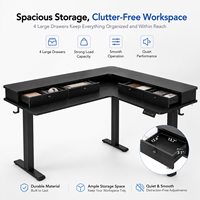 Bureau debout en L moderne de haute qualité, 63 pouces, électrique, à hauteur réglable, double moteur, cadre en acier robuste, mémoire