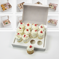 Boîte à cupcakes et muffins en carton blanc avec fenêtre transparente, 12 compartiments, pliable, finition brillante, pour le stockage alimentaire