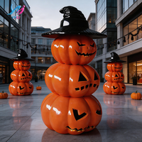 Sculpture de citrouille en résine de fibre de verre de luxe, décoration d'Halloween haut de gamme, écologique, durable, pour jardin extérieur, design personnalisé, grande taille