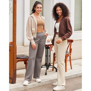 Pantaloni da yoga da donna a gamba larga, vita alta, elasticizzati, con tasche, casual, per taglie petite, regolari e alte - Product Image 2