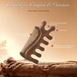 Oferta Especial: Peine Masajeador de Cuero Cabelludo <span class=keywords><strong>4</strong></span> en 1 de Sándalo Gua Sha, Herramienta Manual para Masaje de Cabeza para el Crecimiento del Cabello - Product Image 3