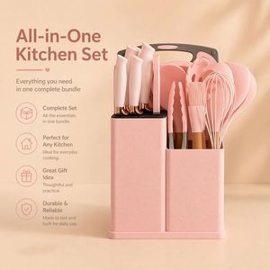 OEM & ODM 19-Piece Custom Kitchen Gadget Set <b>Silicone</b> Cooking Utensils with Wooden Handle and Cuttings Board - Product Image 5