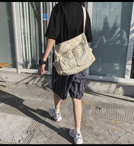 Sac à bandoulière en toile pour vêtements de travail, grande capacité, sac messager rétro, nouveau sac messager pour étudiants - Product Image 2