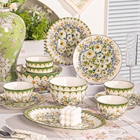Service de vaisselle en céramique pour fête de mariage, assiettes plates rouges, bol à soupe, vaisselle en porcelaine, ensemble de vaisselle de table