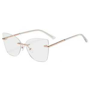 Spoen Rimless <b>Eyeglasses</b> Brown Clear Cr39 Lenses Women Optical <b>Frames</b> - Product Image 3
