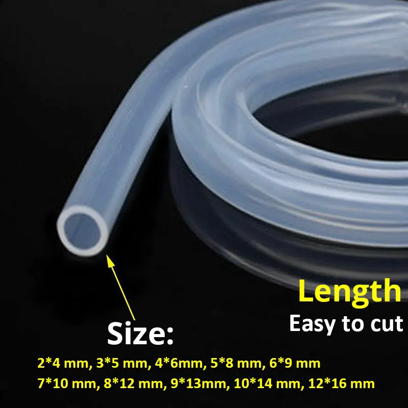 Kundenspezifischer klarer transparenter Silikon-Gummibrohr in Lebensmittelqualität 4 5 6 8 9 10 12 13 14 16 mm Außendurchmesser flexibles Silikonrohr