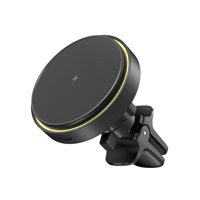 Support magnétique de voiture à charge rapide 3A avec chargeur sans fil pour téléphone, compatible avec les modèles à clipser sur grille d'aération pour la navigation