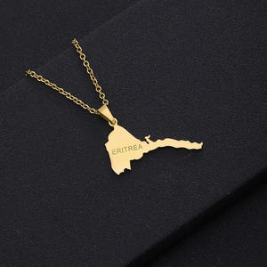 <span class=keywords><strong>Collier</strong></span> tendance en acier inoxydable avec pendentif carte de l'Érythrée, étanche, plaqué or, pendentif carte de l'Érythrée creux - Product Image 6