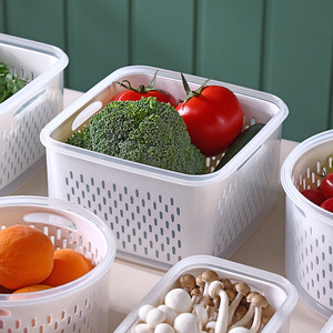 Bộ Sắp Xếp Tủ Lạnh Có Thể Xếp Chồng Cho Tủ Đông Nhà Bếp Hộp Đựng Rau Củ Và Trái Cây Có Nắp Đậy & Giỏ Thoát Nước - Product Image 5