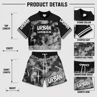 OEM ODM Ensemble de survêtement d'été pour hommes, T-shirt à col montant et manches courtes, Short à cordon de serrage, Vêtements décontractés de style urbain ISO CE CPC