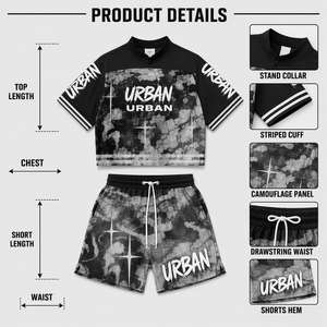 Conjunto Deportivo de Verano para Hombre OEM ODM, Camiseta de Manga Corta con Cuello Alto y Pantalones Cortos con Cordón, Ropa Casual Urbana, ISO CE CPC - Product Image 2