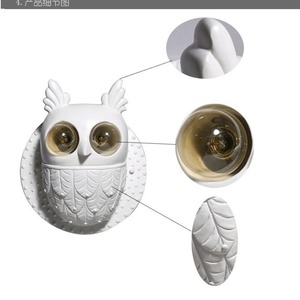 Lampe murale en résine de style européen américain en forme de hibou pour la maison, design créatif pour la chambre à coucher, le couloir, l'entrée de l'hôtel, la chambre d'amis, la table de chevet - Product Image 3