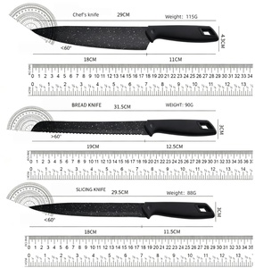 Juego de cuchillos de cocina de 6 piezas, cuchillo de chef con revestimiento antiadherente, cuchillo para cortar pan, cuchillo para frutas con pelador, acero inoxidable 3Cr13 - Product Image 6