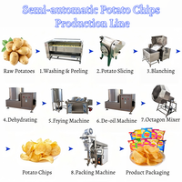 Semi-automatische 304SS fruit- en groentechips productielijn, friet-, aardappel-, banaan- en cassavemachine voor snackfabrieken