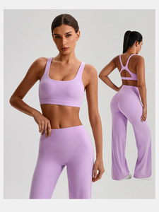 Reggiseno da Yoga con retro incrociato rimovibile reggiseno sportivo antiurto Top Fitness collo alto con Logo personalizzato allenamento reggiseno sportivo ad alto supporto - Product Image 5