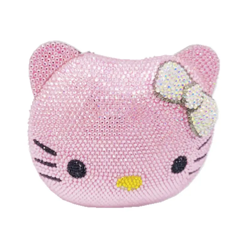 Lovely Cartoon 3D Cat Rhinestone Clutch Purse Silver Gold Luxury Party Evening Diamond Bag HeoKiti Women Crystal Handbags