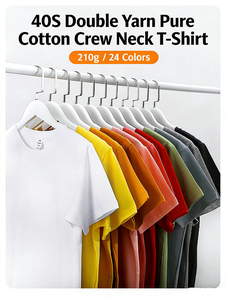 Camiseta Blanca al por Mayor, 210g, 40s, Doble Capa, 100% Algodón, Manga Corta, Cuello Redondo, Tops de Verano para Hombre, <span class=keywords><strong>Mujer</strong></span>, Unisex, Uniforme, Personalizable - Product Image 3