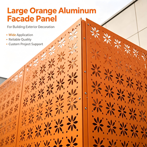 Panneau de façade en aluminium orange, mur-rideau en métal perforé, revêtement extérieur décoratif, utilisation pour projets personnalisés - Product Image 1
