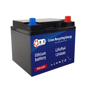 Lvwo锂电池12v 40ah LiFePO4电池2000次以上电动自行车和高尔夫球车充电防水